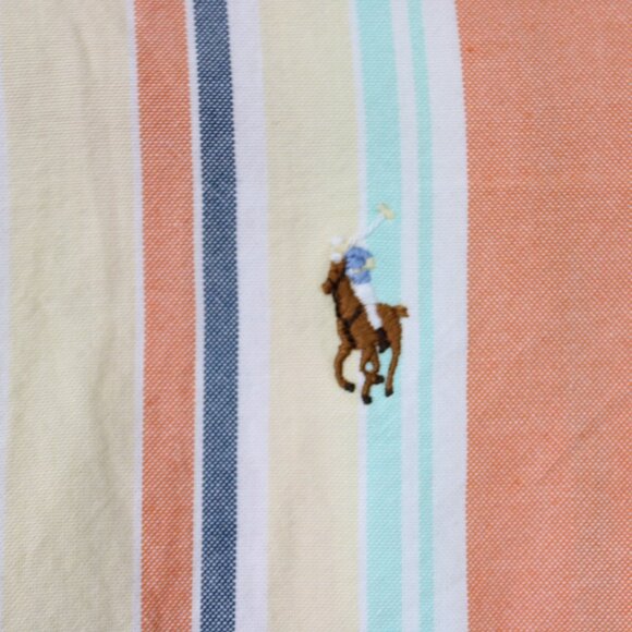 Polo Ralph Lauren Shirt Mens Medium Orange/Yellow/Blue Custom Fit Flesh Pony L/S - Picture 7 of 14